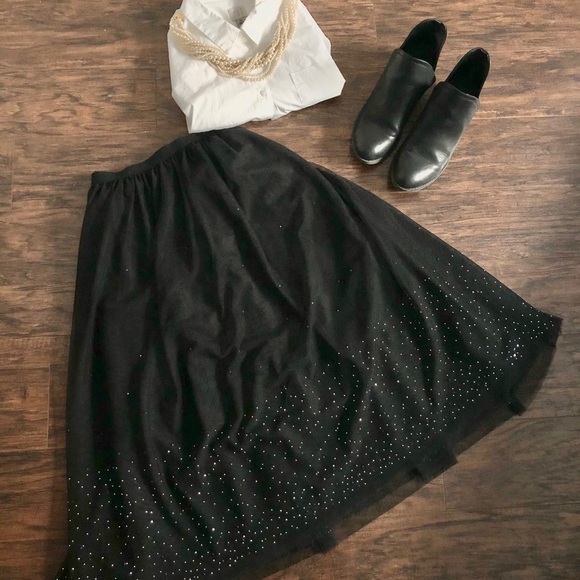 ❌SOLD❌Tulle Ballet Skirt / Black w/ Rhinestones - Picture 1 of 10